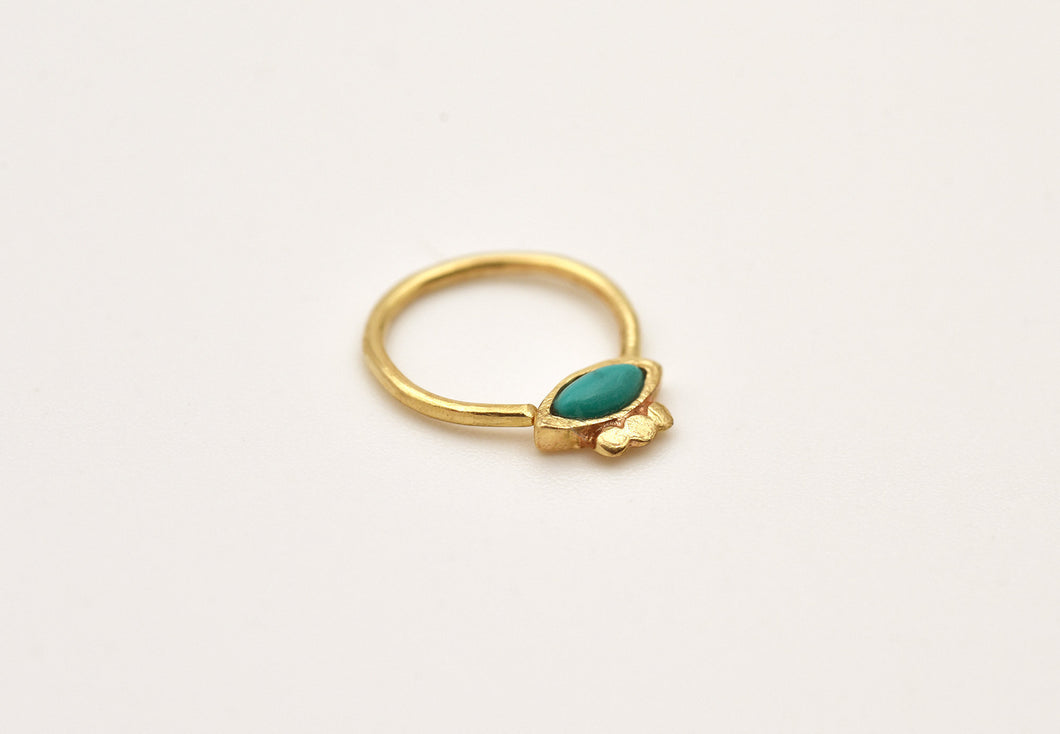 14K Solid Gold Evil Eye Turquoise Nose Hoop - Bella