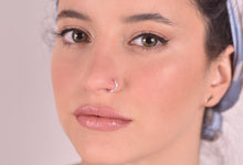 Load image into Gallery viewer, Silver Sterling Crescent Moon Hoop Earring - Paisley
