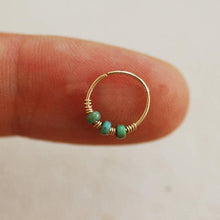Load image into Gallery viewer, 14k Gold Turquoise Beads Nose Ring
