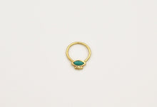 Load image into Gallery viewer, 14k Solid Gold Eye Hoop Earring Turquoise Stone - Autumn
