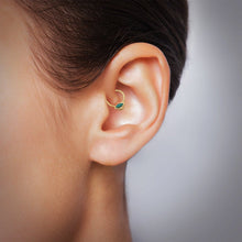 Load image into Gallery viewer, 14k Solid Gold Eye Hoop Earring Turquoise Stone - Autumn
