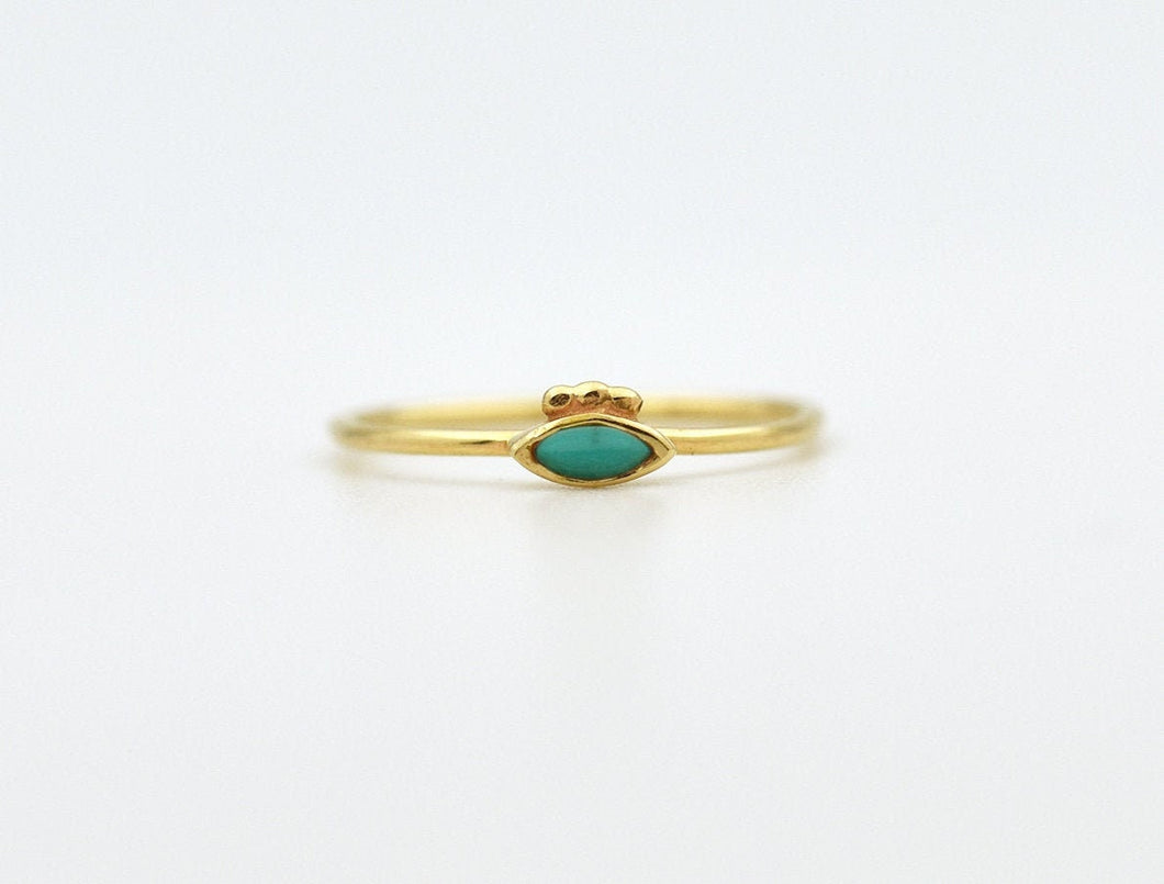 14k Gold Evil Eye Ring with Turquoise