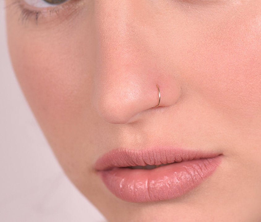 14k Solid Gold Seamless Plain Nose Ring