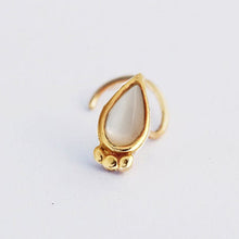 Load image into Gallery viewer, 14k Gold Mother of Pearl Evil Eye Nose Stud
