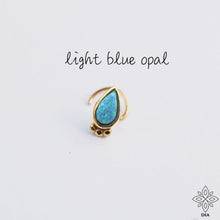 Load image into Gallery viewer, 14k Solid Gold Blue Opal Drop Stud Earring - Audrey
