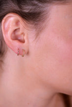 Load image into Gallery viewer, 14k Gold Hoop Earing, Tiny Dotted Hoop - Olivia
