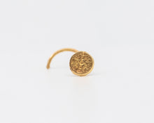 Load image into Gallery viewer, 14k Gold Floral Disc Nose Stud
