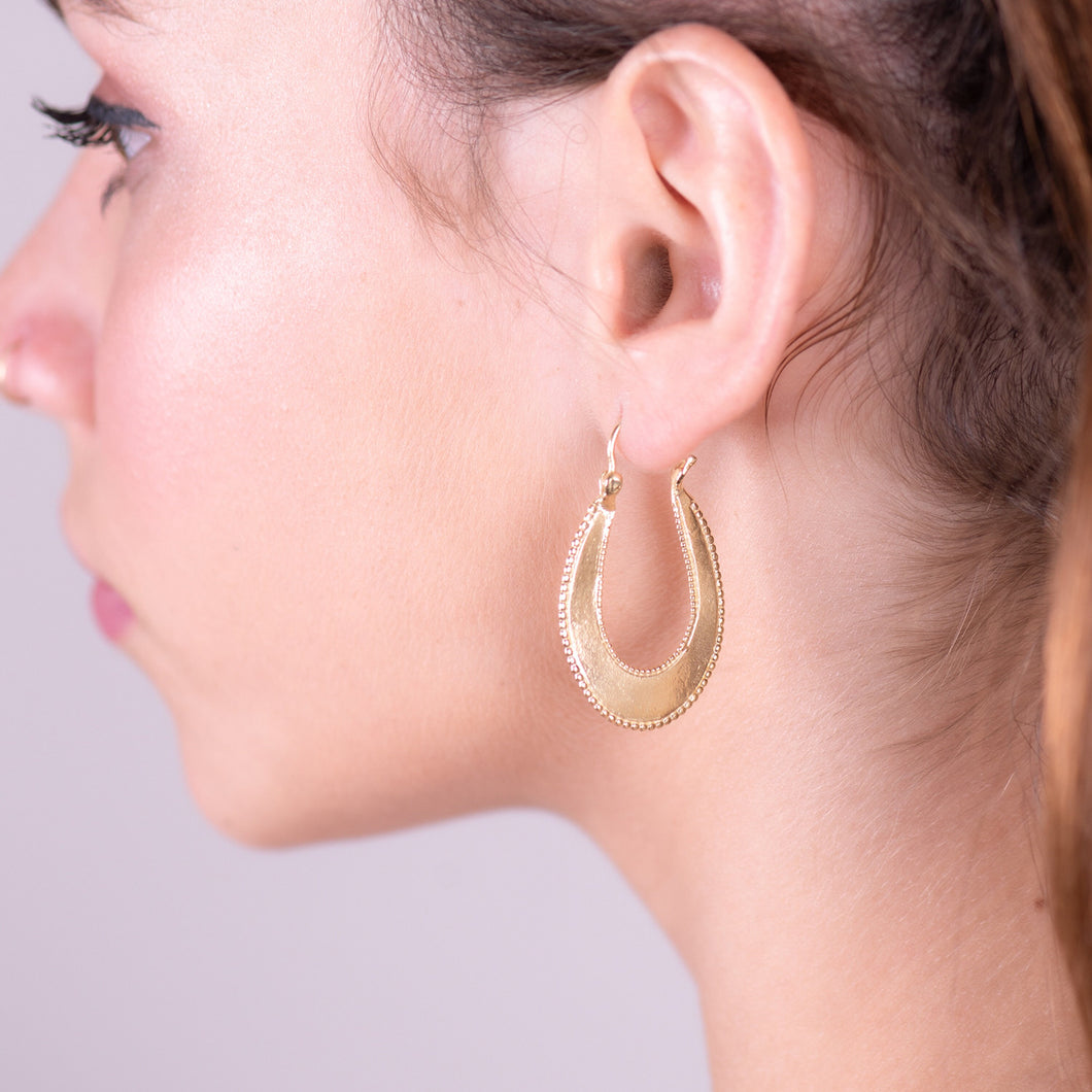 14k Gold Large Boho Hoop Earrings
