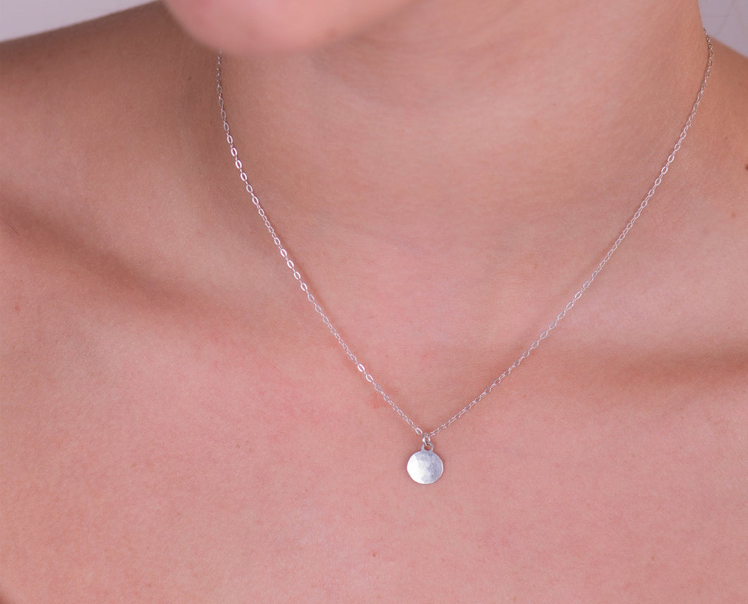 Sterling Silver Dainty Disc Necklace