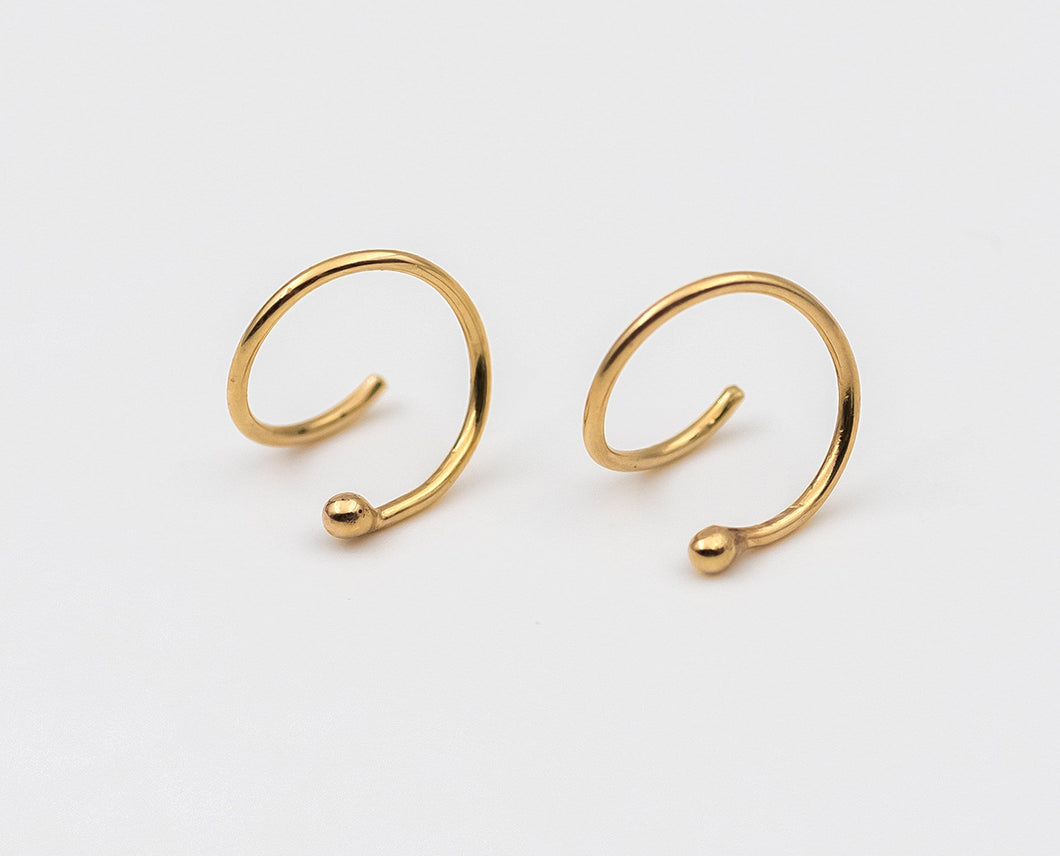 14k Gold Small Spiral Hoop Earrings