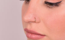 Load image into Gallery viewer, 14K Solid Gold Moon Shape Asymmetrical Hoop Earring - Alexandra
