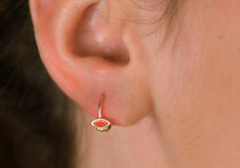Load image into Gallery viewer, 14k Gold Pink Coral Evil Eye Hoop Earrings

