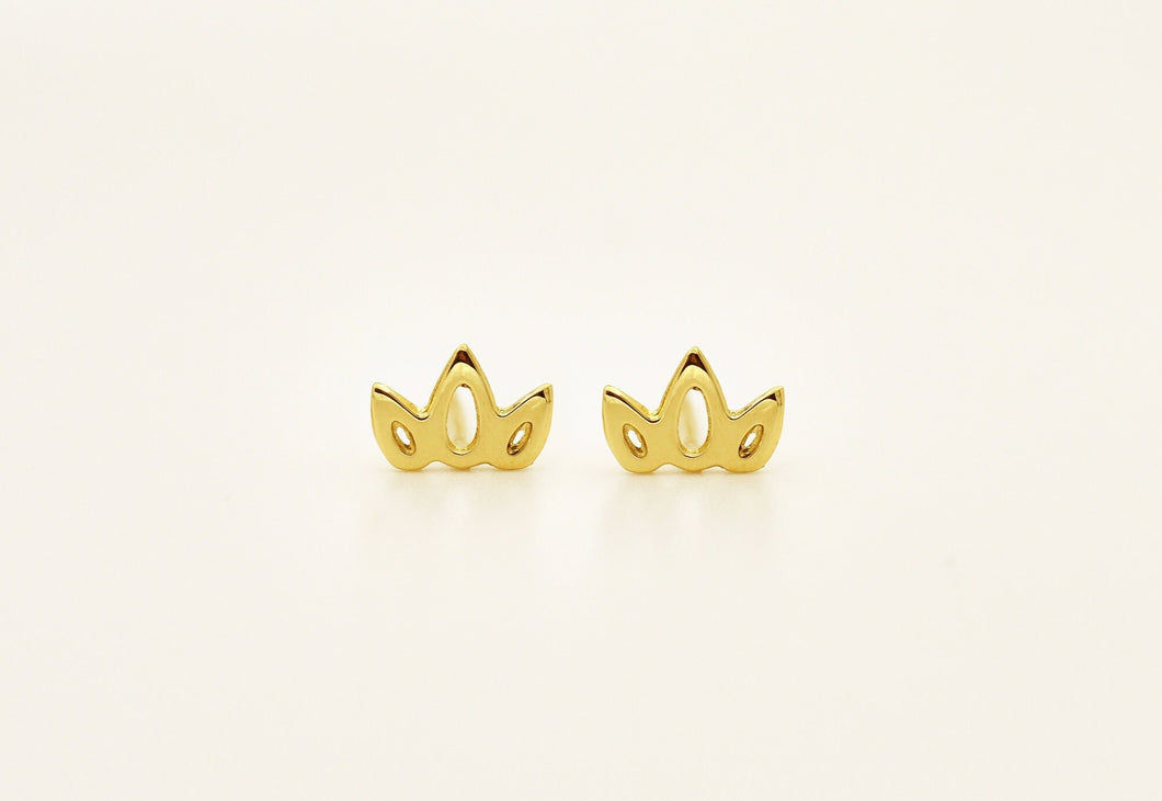 14k Gold Crown Stud Earrings