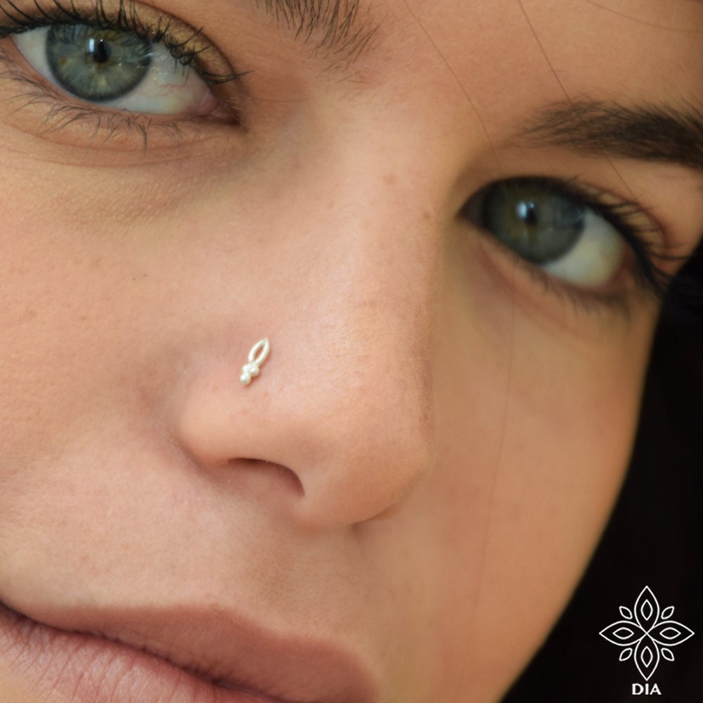 Silver Tribal Flower Nose Stud