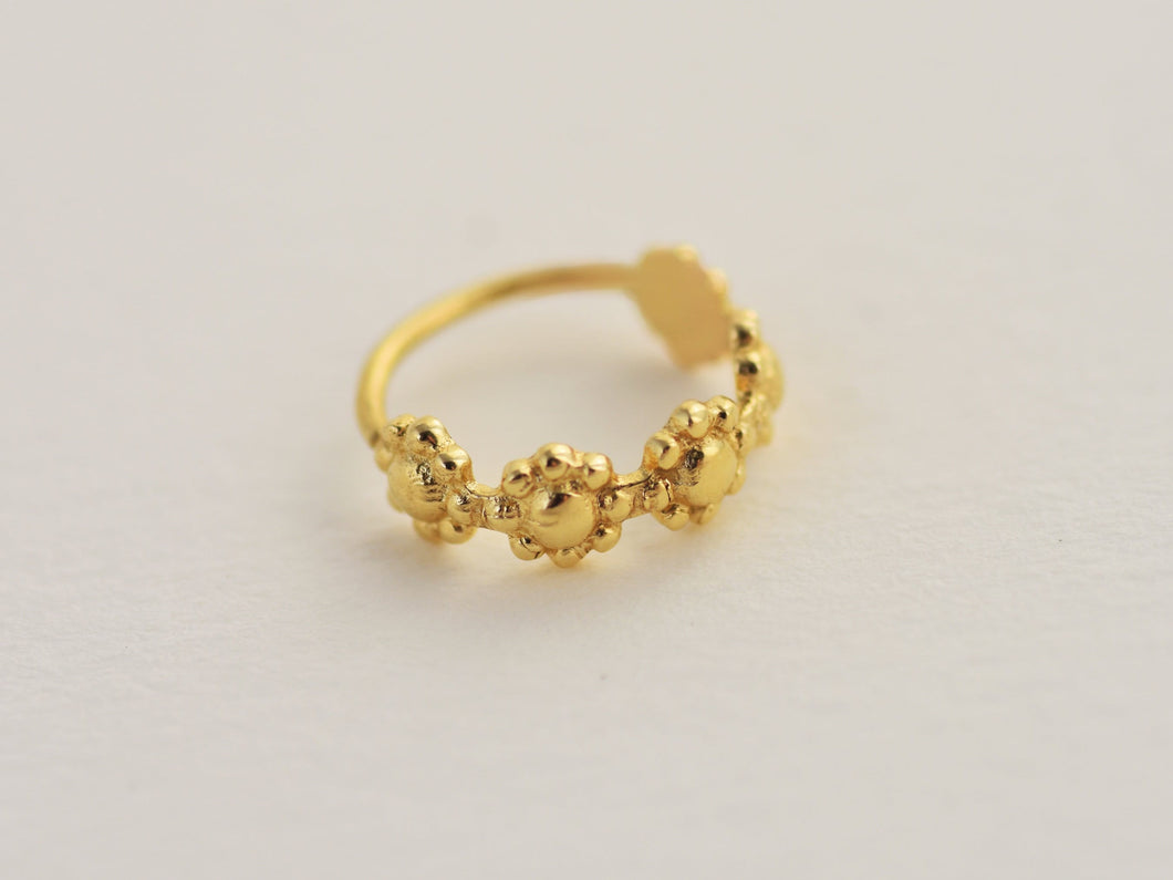 14k Solid Gold Boho Floral Nose Ring