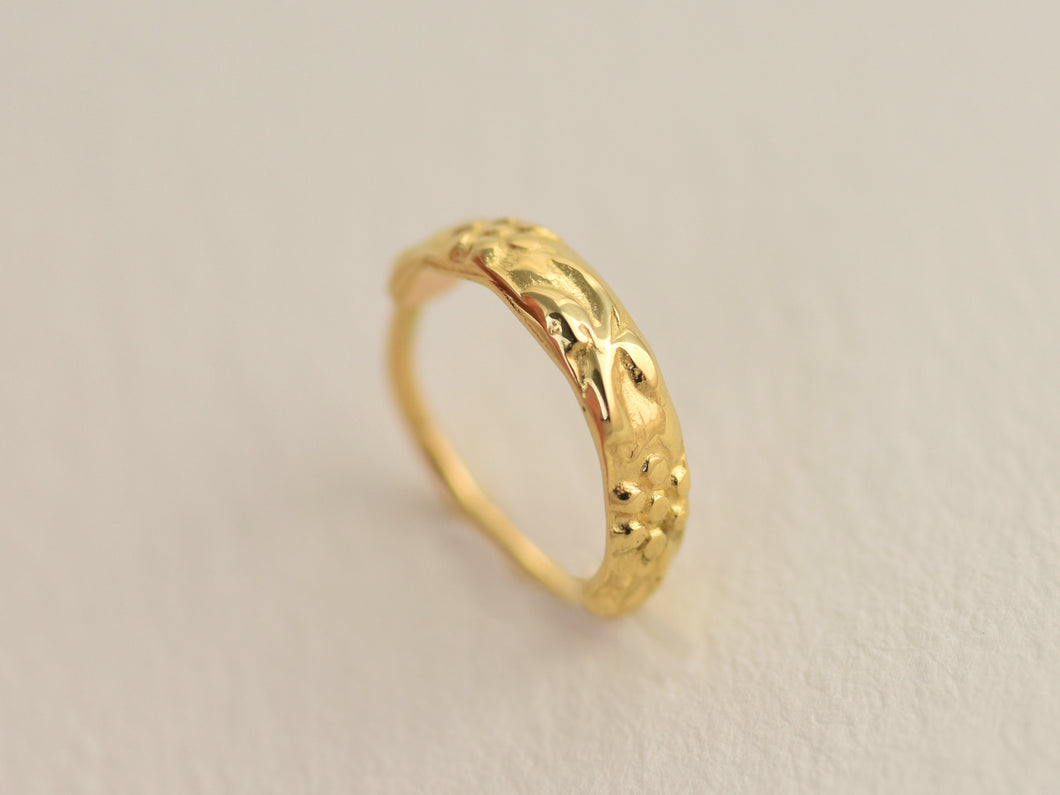 14k Gold Floral Boho Hoop Ring