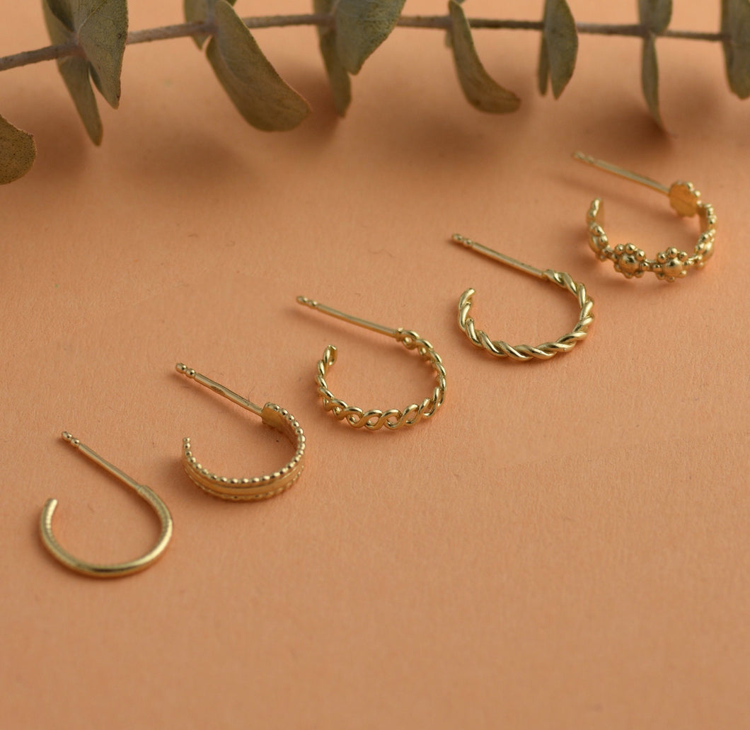 14k Gold Minimal Hoop Earrings