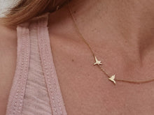 Load image into Gallery viewer, 14k Gold Asymmetric Necklace With Two Flying Birds - Mika
