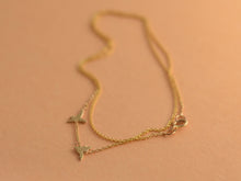 Load image into Gallery viewer, 14k Gold Asymmetric Necklace With Two Flying Birds - Mika
