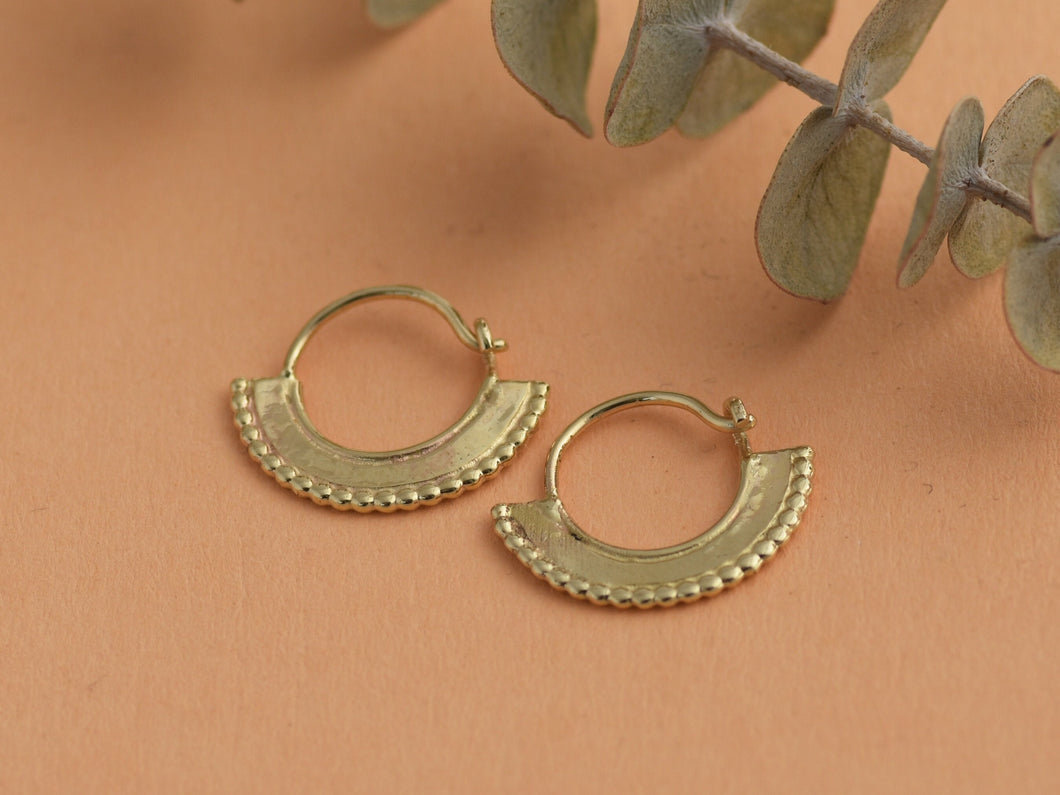 14k Gold Medium Boho Hoop Earrings