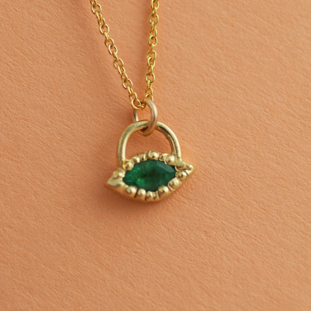 14k Gold Emerald Eye Pendant